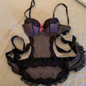 Pink/black Victoria Secret teddy/babydoll